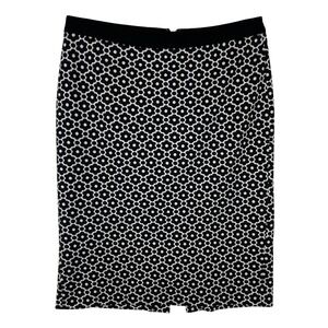 Talbots Black White Floral Pencil Skirt Women Size 4 Knee Length Zipper Back